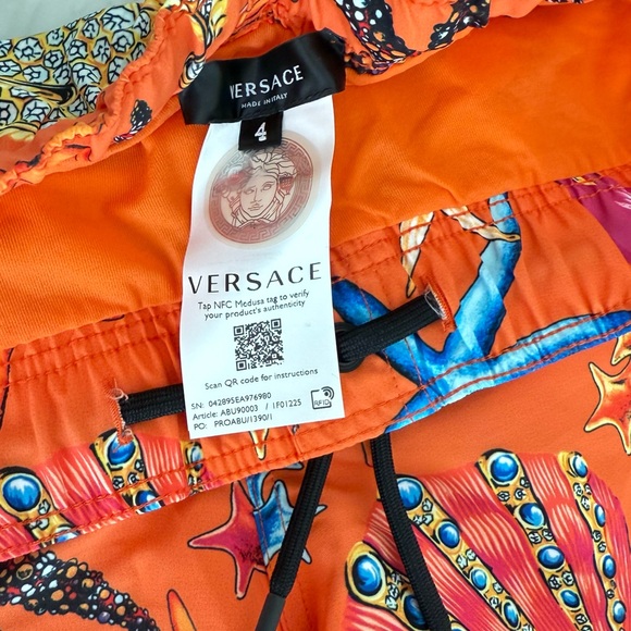 Versace Orange Athletic Shorts Vibrant Design - Picture 4 of 5